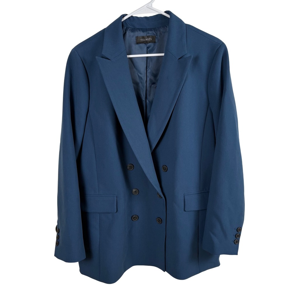 Talbots Blazer Women's 16 Blue Double Breasted Professional Career Academia